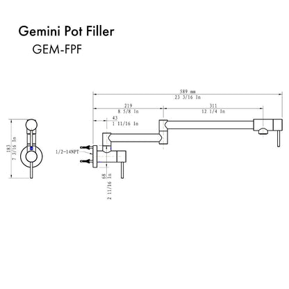 ZLINE Gemini Pot Filler Matte Black (GEM-FPF-MB)
