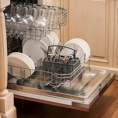ZLINE 24-Inch Dishwasher in Hand-Hammered Copper Finish with Stainless Steel Tub and Modern Style Handle (DW-HH-24)