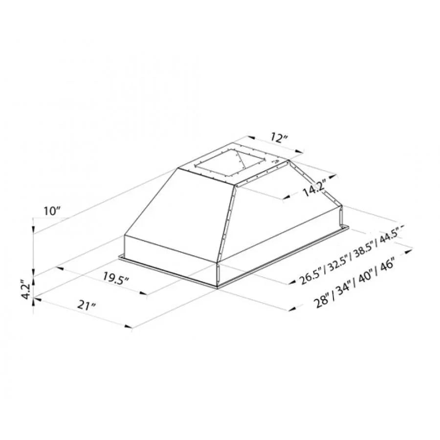 ZLINE 28-Inch Island Range Hood Insert in Stainless Steel - 21-Inch Depth (721i-28)