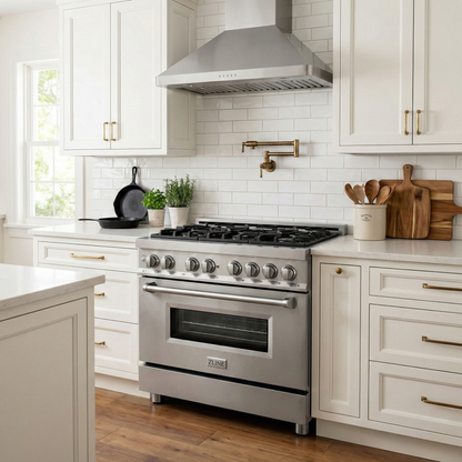 ZLINE Kitchen and Bath 36 in. Professional Gas Burner/Electric Oven Stainless Steel Range,  - RA36